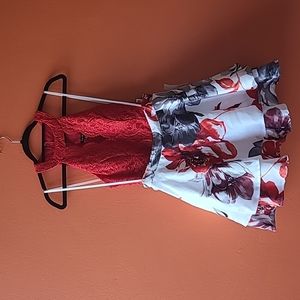 City Studio Red Floral Halter Top & Skirt